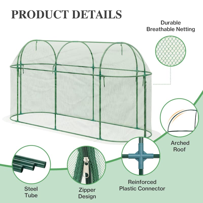 Aoodor 10'x3.3'x5' Crop Cage Plant Protection Netting Tent with Zipper