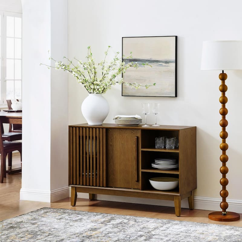 47" Farmhouse Sideboard - Fluted Cabinet with Solid Wood Feet