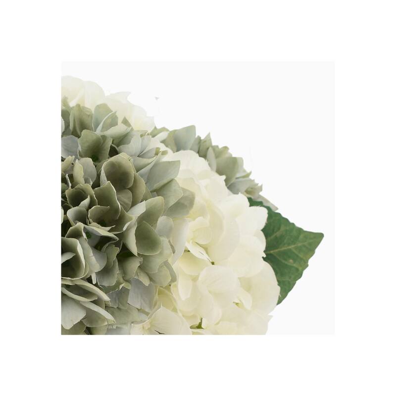 Assorted Hydrangea Floral Arrangement in a Ceramic Vase - Seafoam, Teal, White