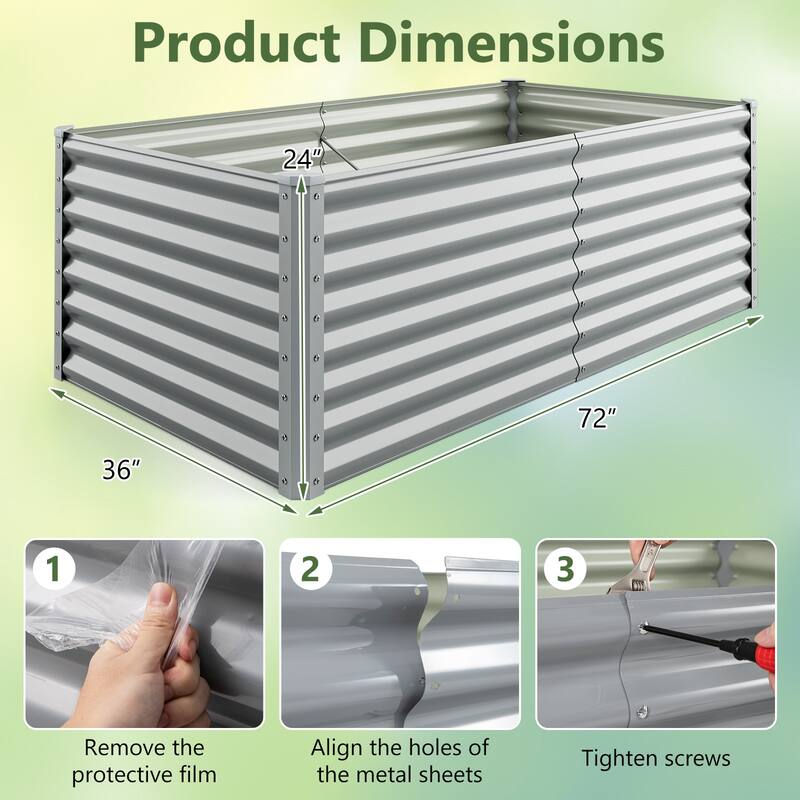 Gymax 2 PCS Raised Garden Bed Large Metal Planter Box Kit for