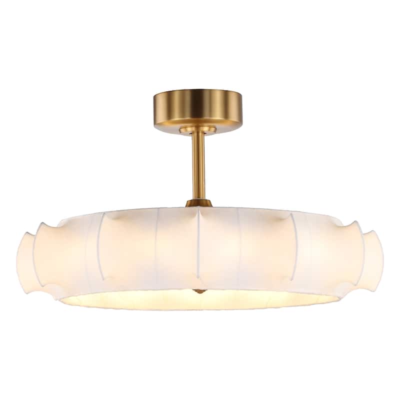 Perimost 29.6" Farmhouse White Silk Fabric 3-blade Fandelier Bladeless Ceiling Fan with Light and Remote