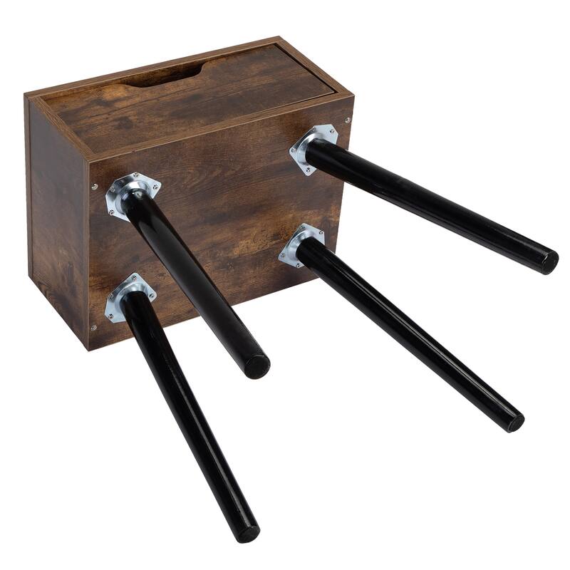 Modern Rustic Wood Side Table with Storage Drawer for Bedroom or Living Room