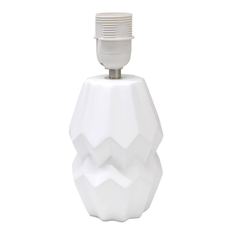 Geometric Ceramic Table Lamp with Drum Shade - 19.5" - White