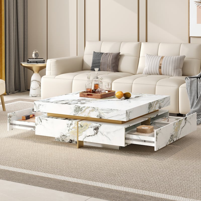 Modern Square Marble Textured Coffee table