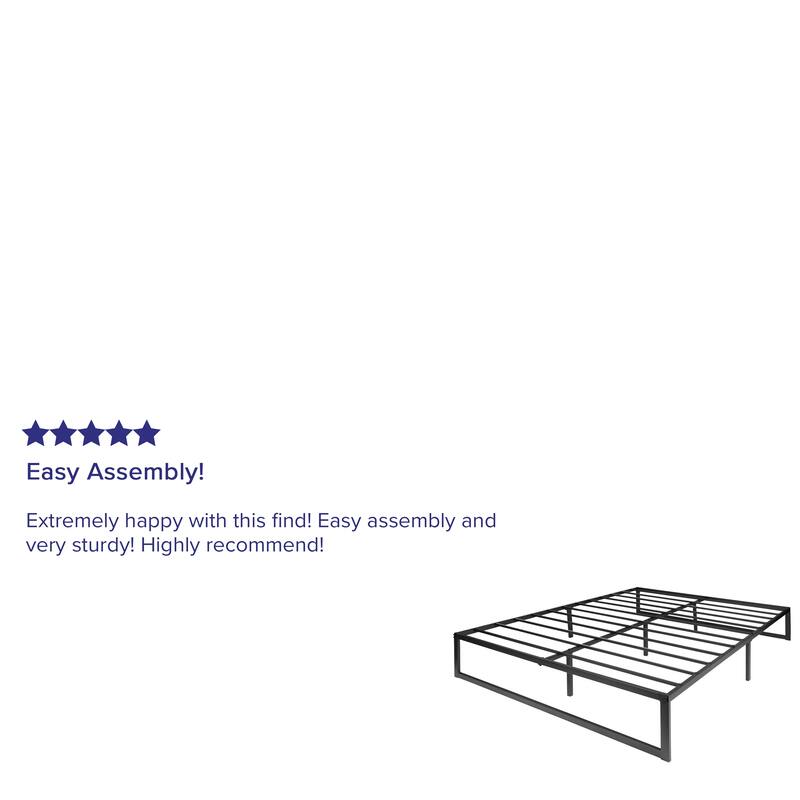 14 Inch Metal Platform Bed Frame/Steel Slat Support/No Box Spring Needed