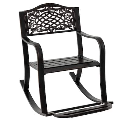 Costway 1/2 PCS Patio Rocking Chair Outdoor Cast Aluminum Rocker with