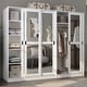 preview thumbnail 11 of 36, Palace Imports 100% Solid Wood Wall Closet System of Wardrobe Armoires with Mirrored, Louvered or Raised Panel Sliding Doors