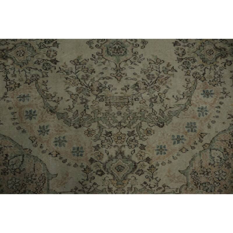 Hand Knotted Oriental 100% Wool Carpet Transitional Floral Beige & Ivories Anatolian Area Rug - 9' 11'' X 6' 4''