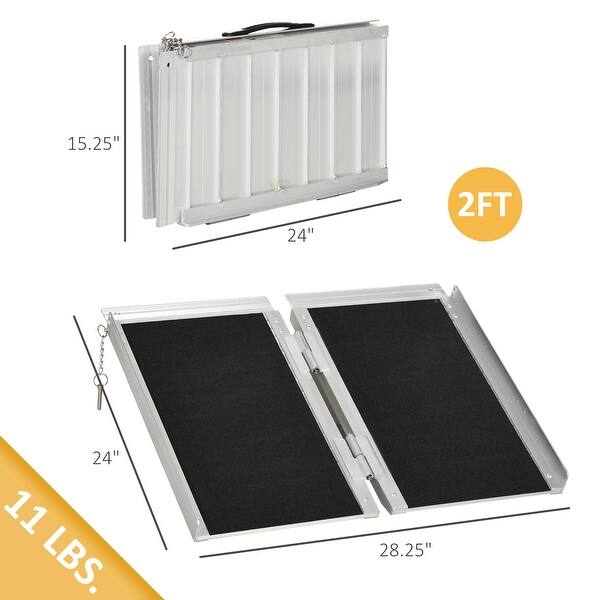 HOMCOM Wheelchair Ramp 2FT, Folding Aluminum Threshold Ramp with Non ...