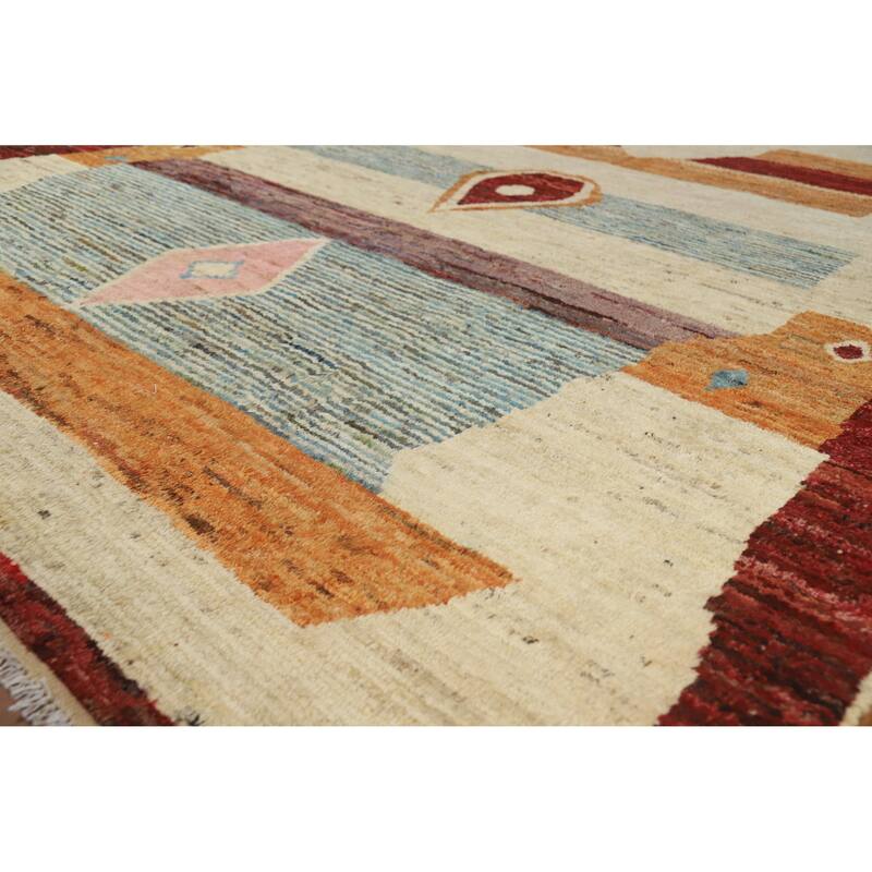 Geometric Moroccan Oriental Rug Hand-Knotted Bedroom Wool Carpet - 8'2" x 9'8" - 8'2" x 9'8" - Ivory/Beige