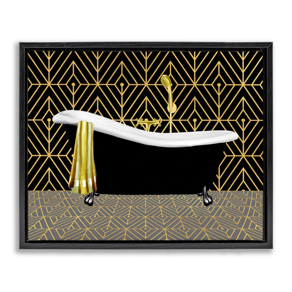 Stupell Deco Patterned Bathtub Framed Floater Canvas Wall Art Design By Conrad Knutsen