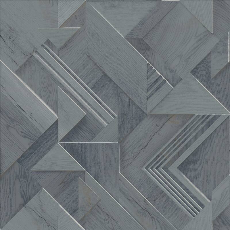 Advantage Cassian Denim Wood Geometric Wallpaper