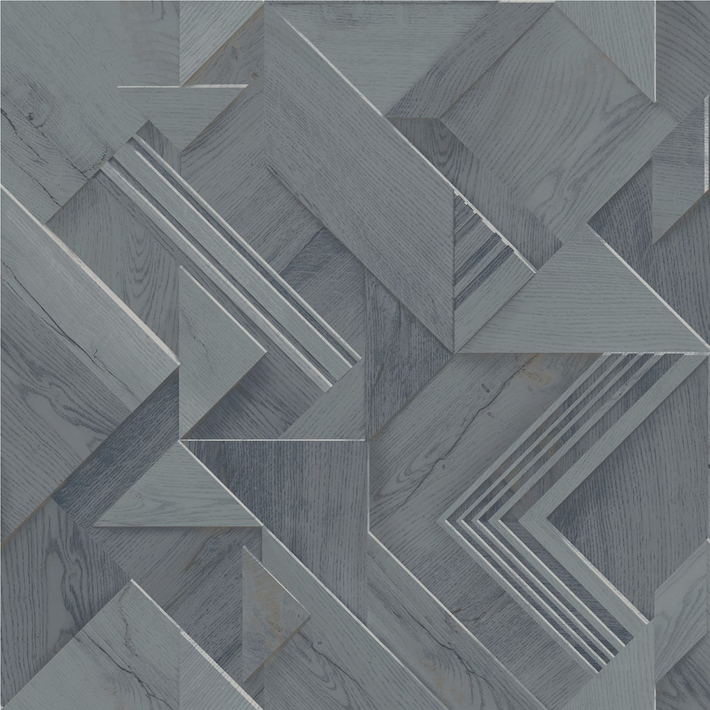 Advantage Cassian Denim Wood Geometric Wallpaper