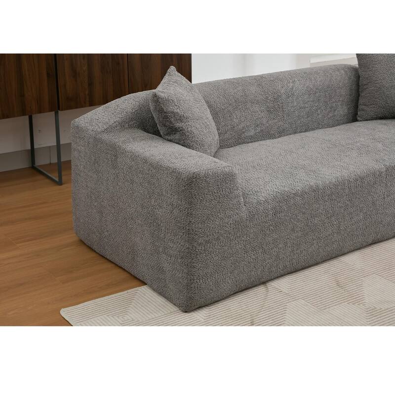 5-Seat Boucle Cloud Sofa Set (3+2) with End Tables & 4 Pillows
