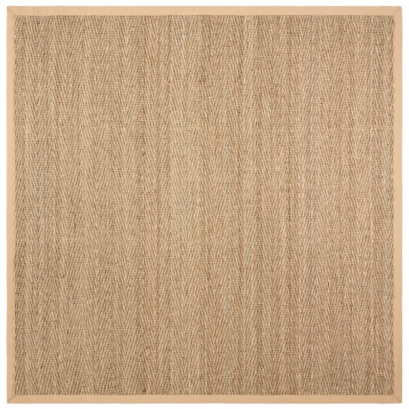 SAFAVIEH Natural Fiber Oceana Herringbone Seagrass Rug - 4' x 4' Square - Natural/Beige