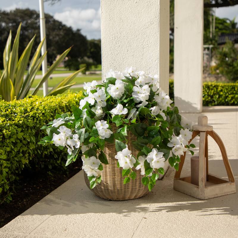 24-in UV Resistant Artificial Hydrangea Hanging Plant - Set of 2