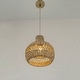 preview thumbnail 8 of 8, Homa Rattan Coastal Boho 12" Gold Dome Pendant Light - 12" Wide