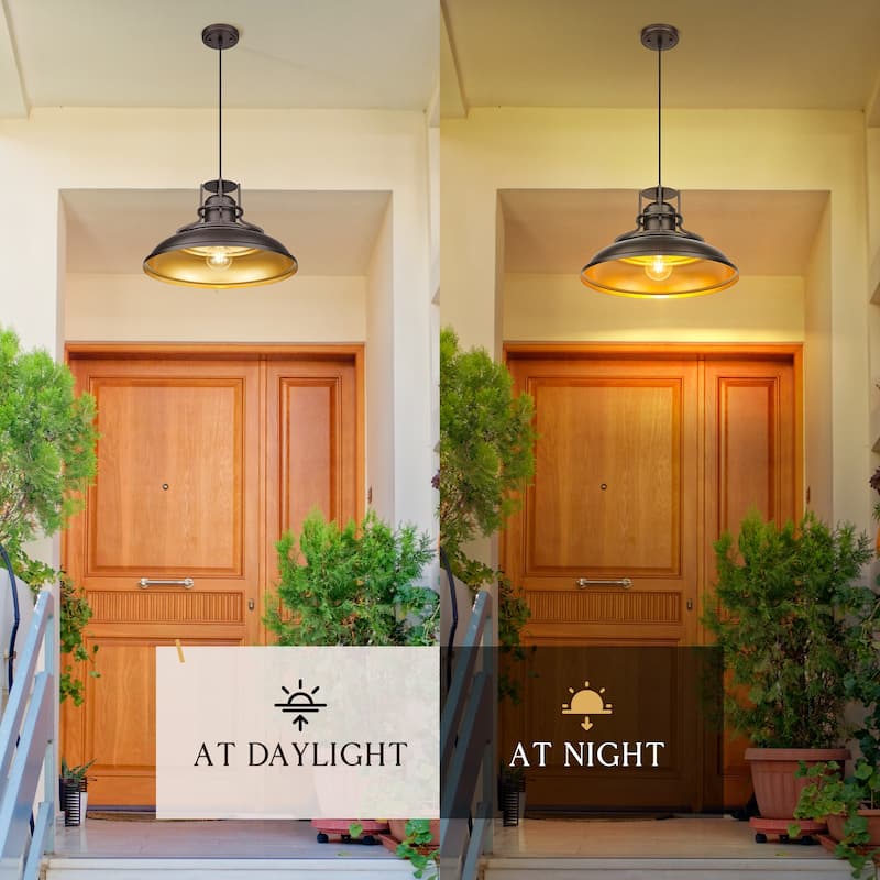 Farmhouse Vintage Barn Pendant Light Oil with Rubbed Bronze Finish