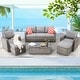 preview thumbnail 51 of 62, EROMMY 6/7 Piece Modular Outdoor Rattan Sofa Set, All-Weather Wicker Patio Furniture with Storage Table, Cushions & Pillows