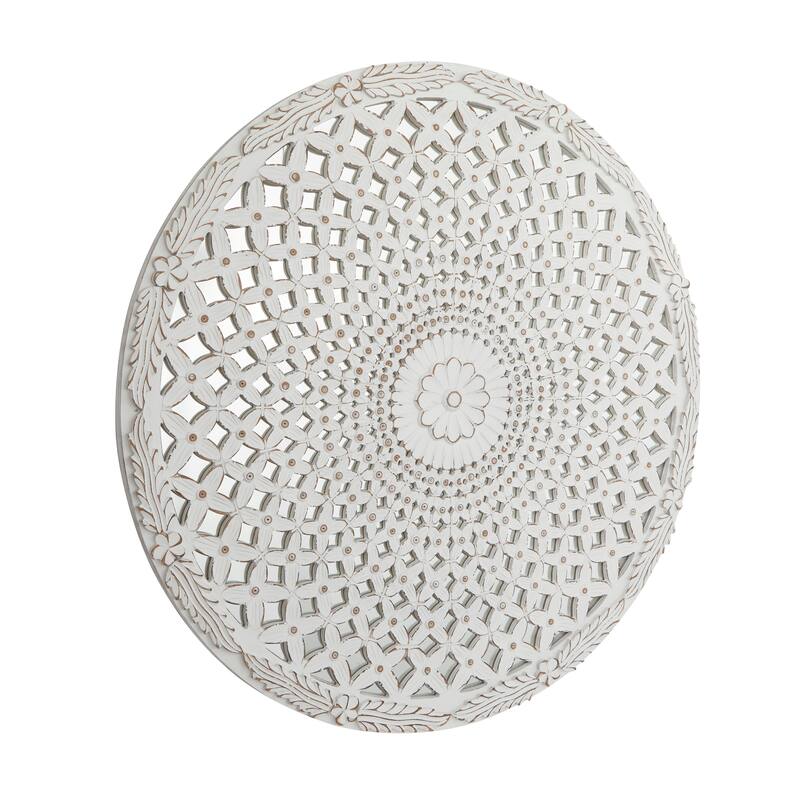 White Wooden Handmade Medallion Geometric Home Wall Decor