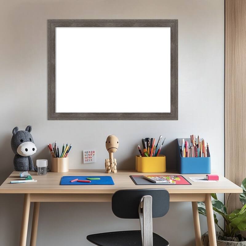Amanti Art Pinstripe Lead Grey Framed Dry Erase Magnetic Board