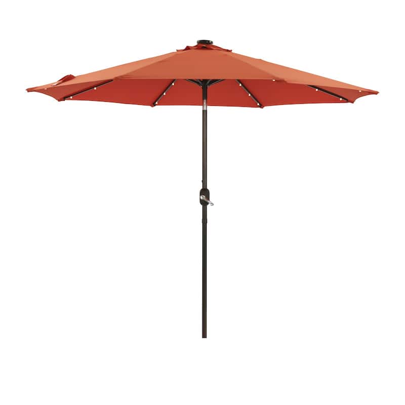 9 ft. Aluminum Market High Quality Solar LED Light Tilt Patio Beach Umbrella - Orange