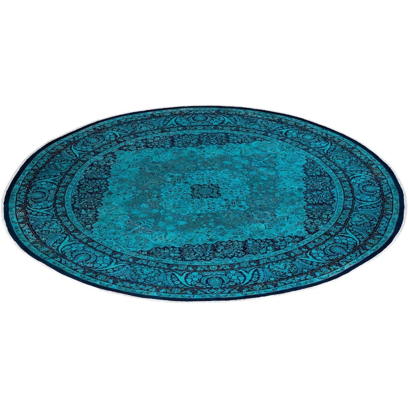 Contemporary Overdyed Wool Hand Knotted Round Area Rug - 10' 1" x 10' 2"