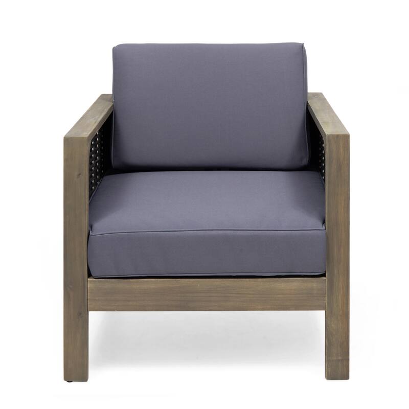 Outdoor Acacia Wood Club Chairs, 2-Pcs