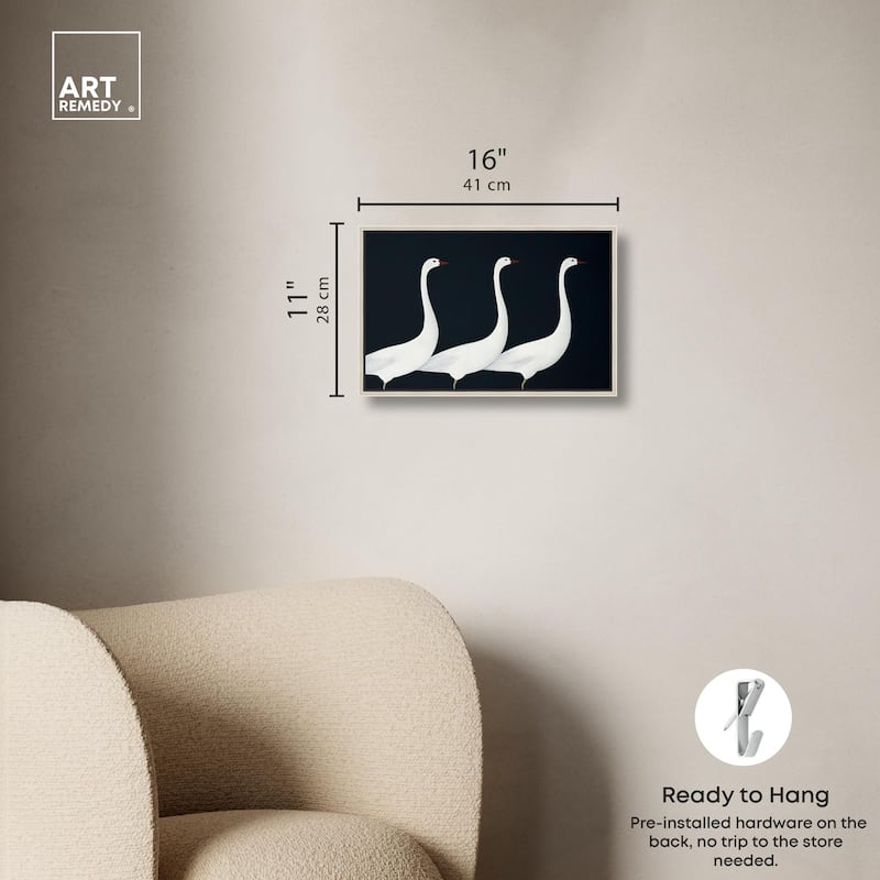 Trio of Swans Canvas by Art Remedy