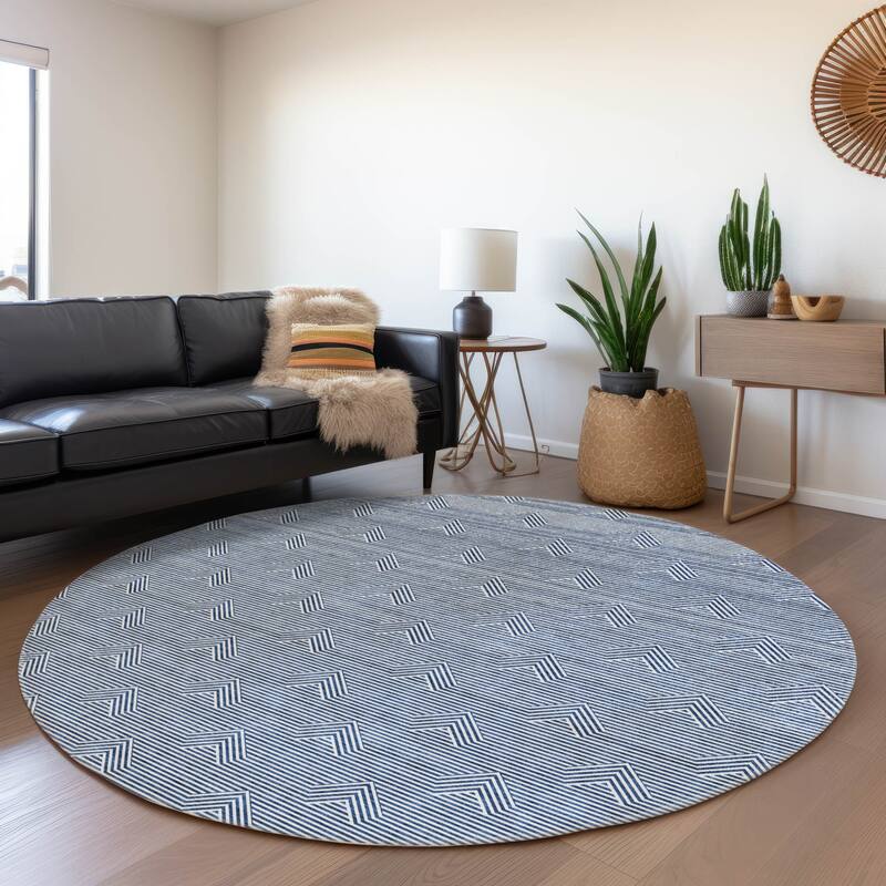 Premium Washable Super Soft Modern Arrow Mayfield Rug - Blue - 8' x 8'