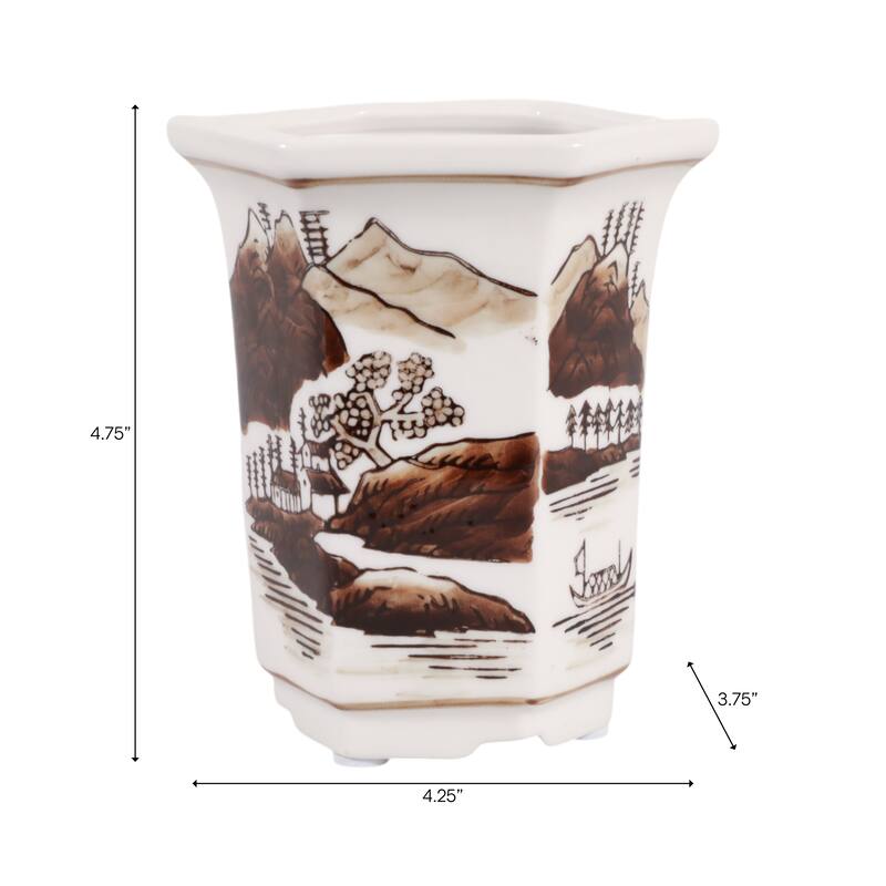 Modern Chinoiserie Ceramic Candle - Sage and Eucalyptus Scented