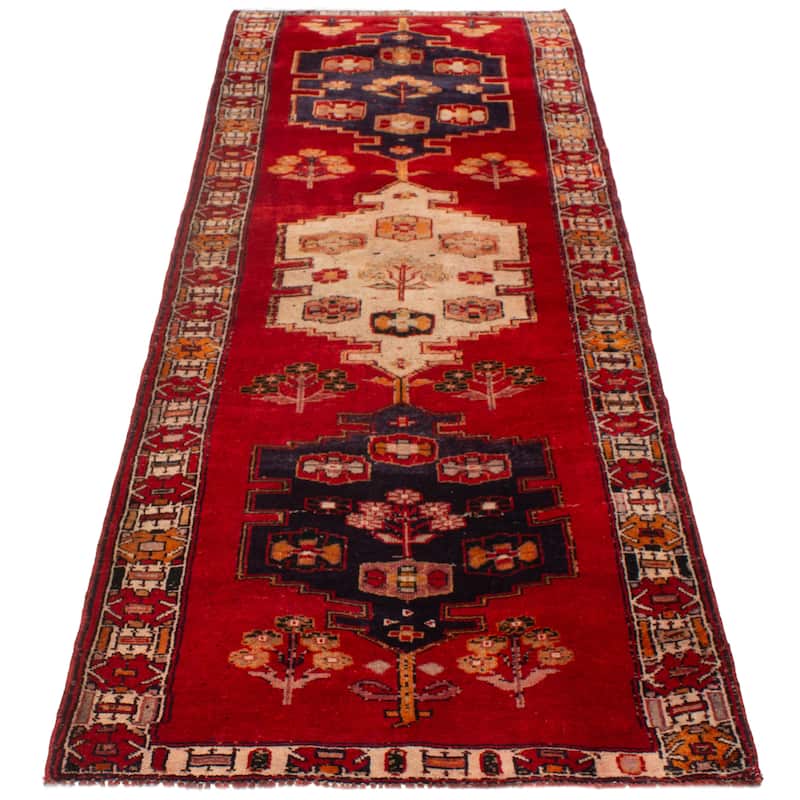 ECARPETGALLERY Hand-knotted Melis Vintage Red Wool Rug - 4'7 x 12'10