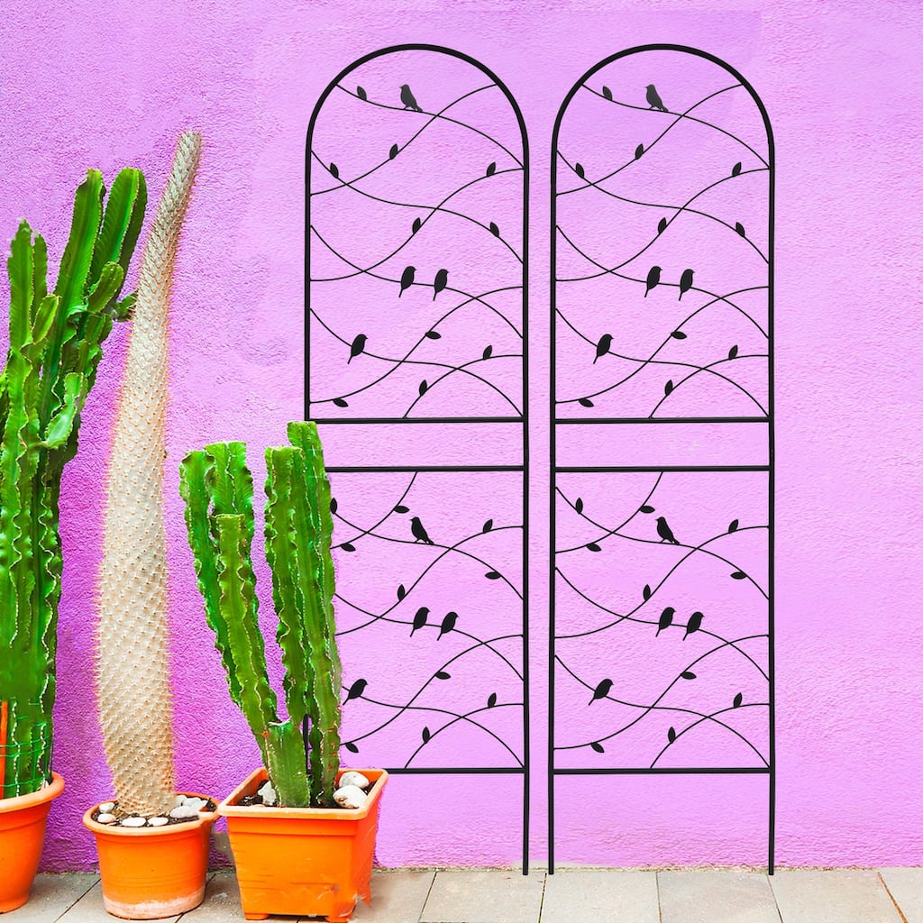 2 Pack Metal Garden Trellis 71" x 19.7" Rustproof Trellis for Climbing Plants Outdoor Flower Support Bird Deco