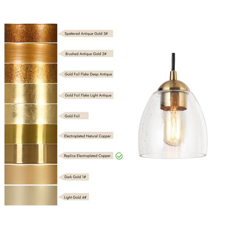 Modern Contemporary 1-Light Black Gold Glass Kitchen Island Lights for Dining Room - 5.5" D x 9" H