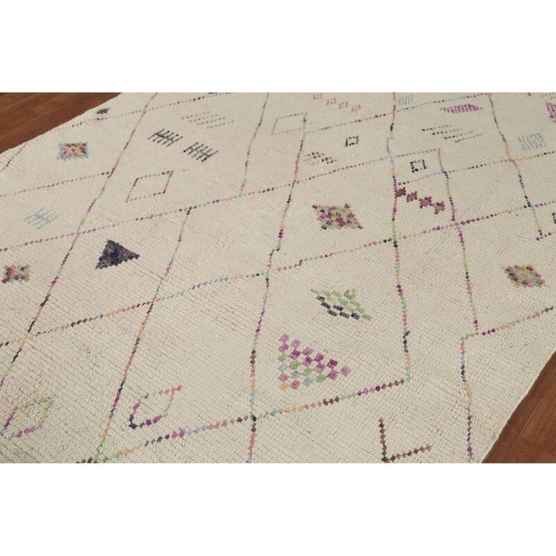 Geometric Moroccan Area Rug Handmade Wool Carpet - 5'10"x 9'9"