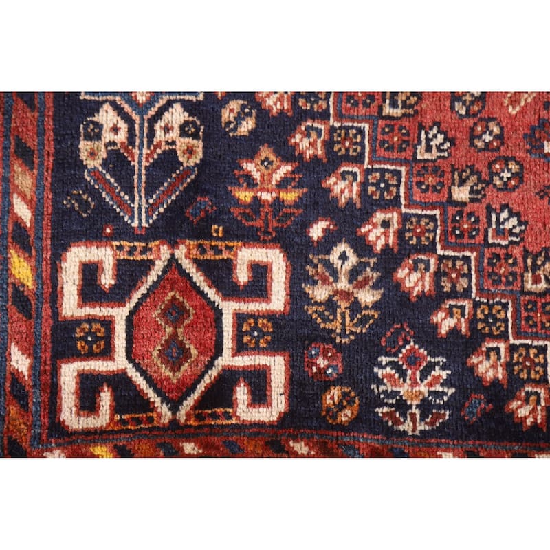Vegetable Dye Shiraz Persian Rug Hand-knotted Vintage Wool Carpet - 3'9"x 5'2"