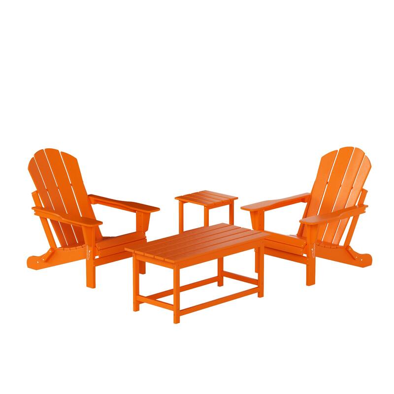 Laguna Hdpe All Weather Outdoor Patio Foldable Adirondack Chairs Conversation Set (4-Piece Set)