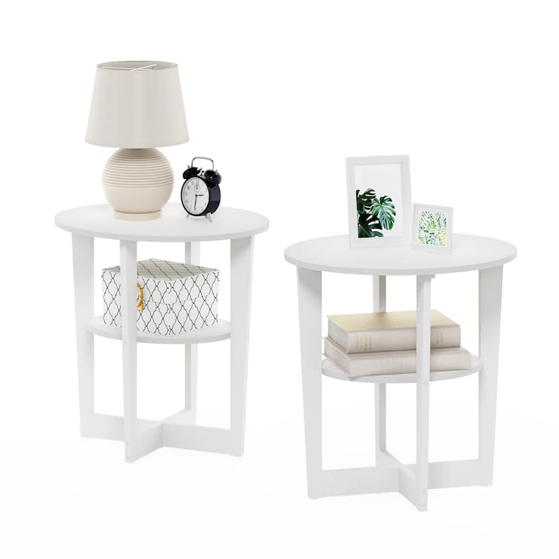 Furinno JAYA Oval End Table, Set of Two