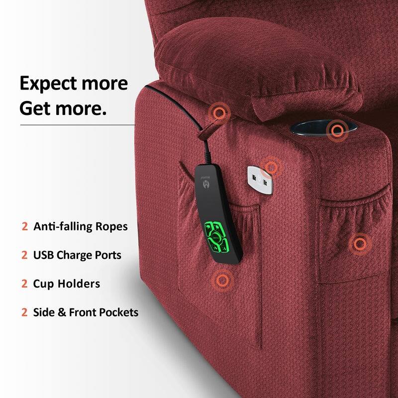 MCombo Dual Motor Power Lift Recliner Chair for Elderly, Massage and Heat, Fabric 7680