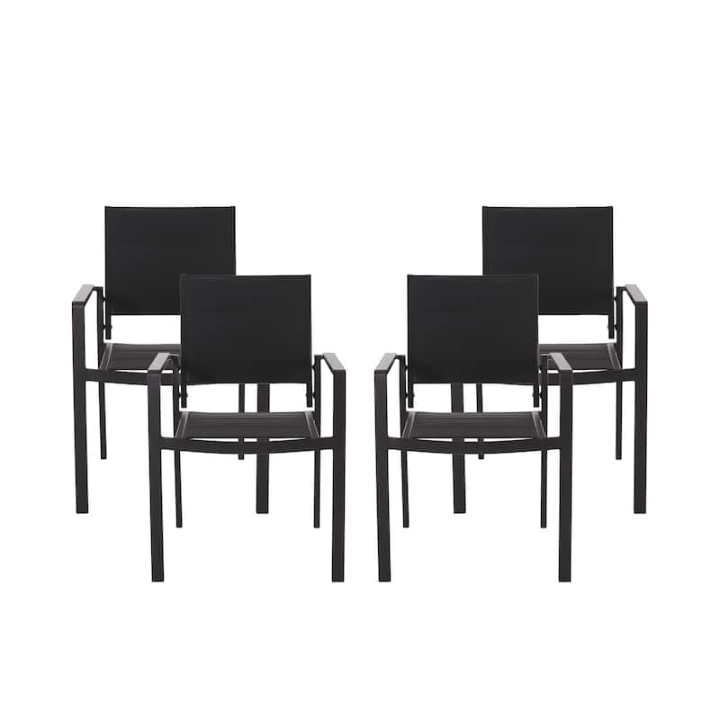 Wilbur Outdoor Mesh and Aluminum Dining Chairs by Christopher Knight Home