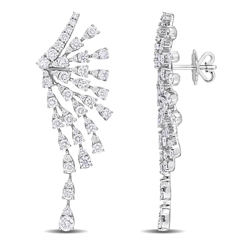 Miadora 4 1/2ct TDW Diamond Semi-Sunburst Earrings in 14k White Gold