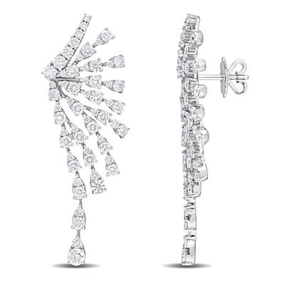 Miadora 4 1/2ct TDW Diamond Semi-Sunburst Earrings in 14k White Gold