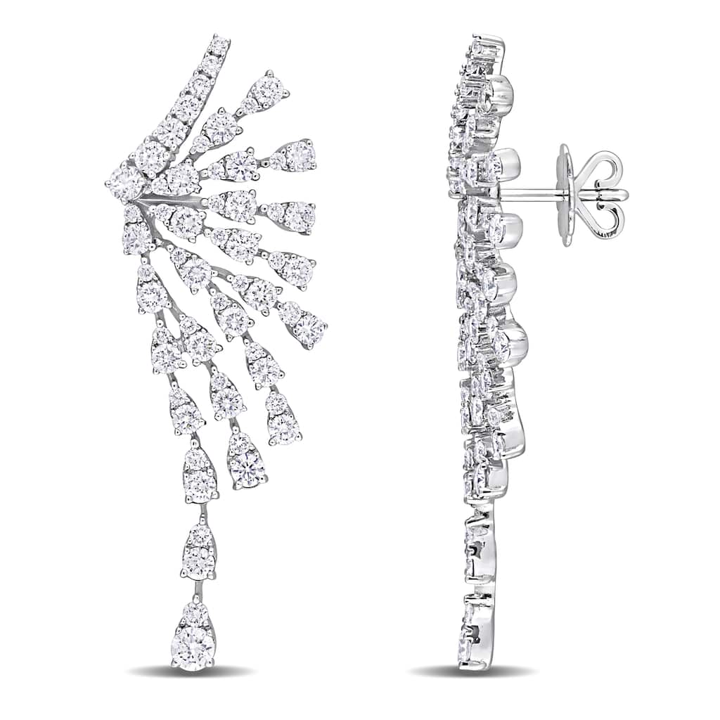 Miadora 4 1/2ct TDW Diamond Semi-Sunburst Earrings in 14k White Gold
