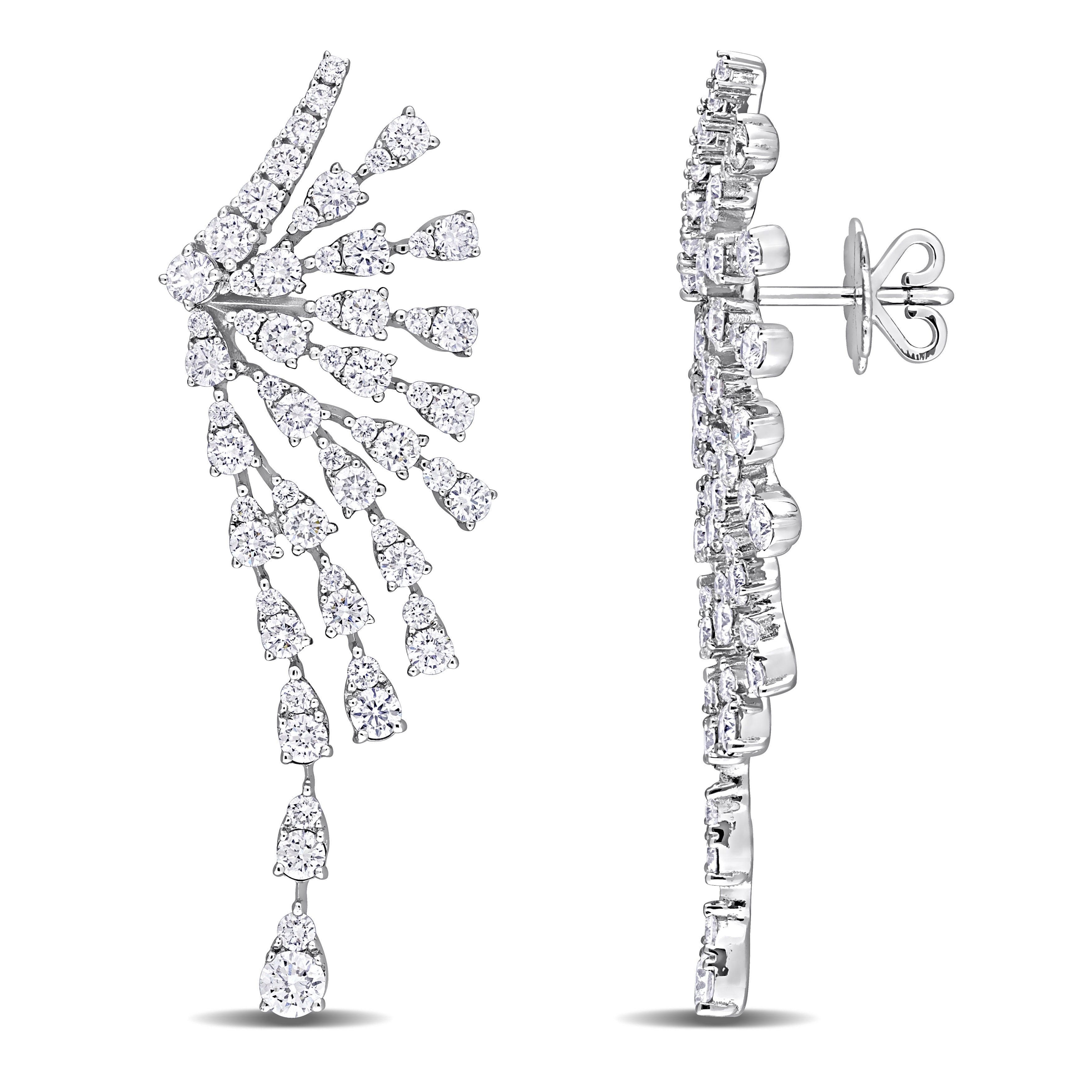 Miadora 4 1/2ct TDW Diamond Semi-Sunburst Earrings in 14k White Gold