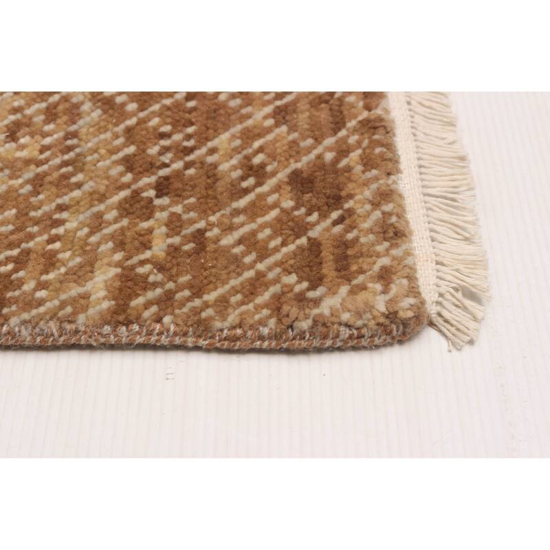 ECARPETGALLERY Hand-knotted Silk Shadow Brown Wool Rug - 9'0 x 12'1