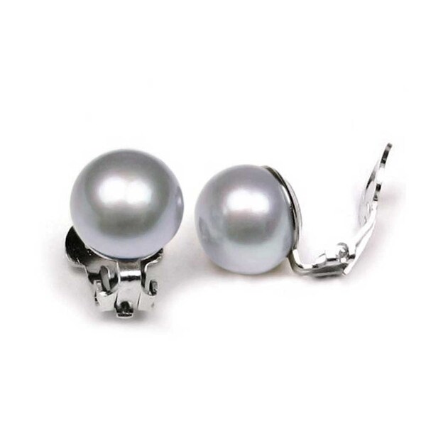 Bling Jewelry Grey On Freshwater Cultured Pearl Clip Bling Jewelry Grey On Freshwater Cultured Pearl Clip Earrings 9mm Sterling Silver
