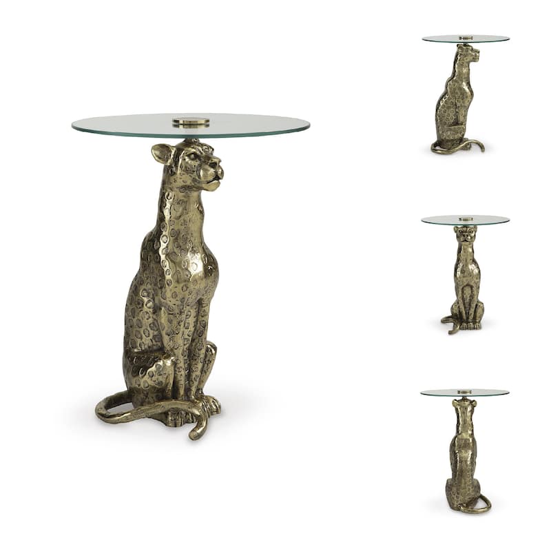 Signature Design by Ashley Vallain Gold/Clear Accent Table - 18"W x 18"D x 23"H