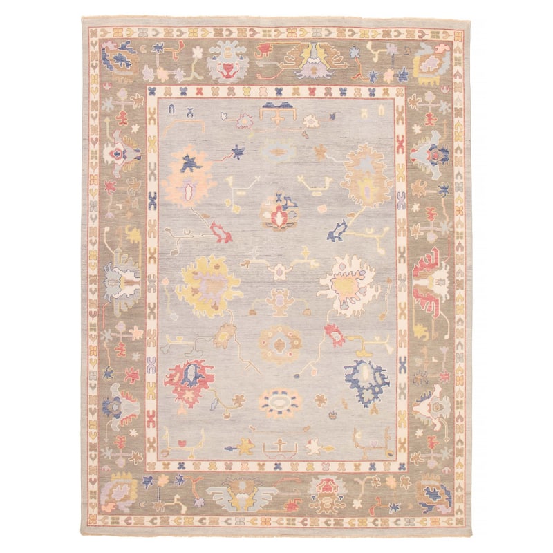 ECARPETGALLERY Hand-knotted Modern Oushak Light Grey Wool Rug - 8'11 x 11'9 - Light Grey - 8'11 x 11'9