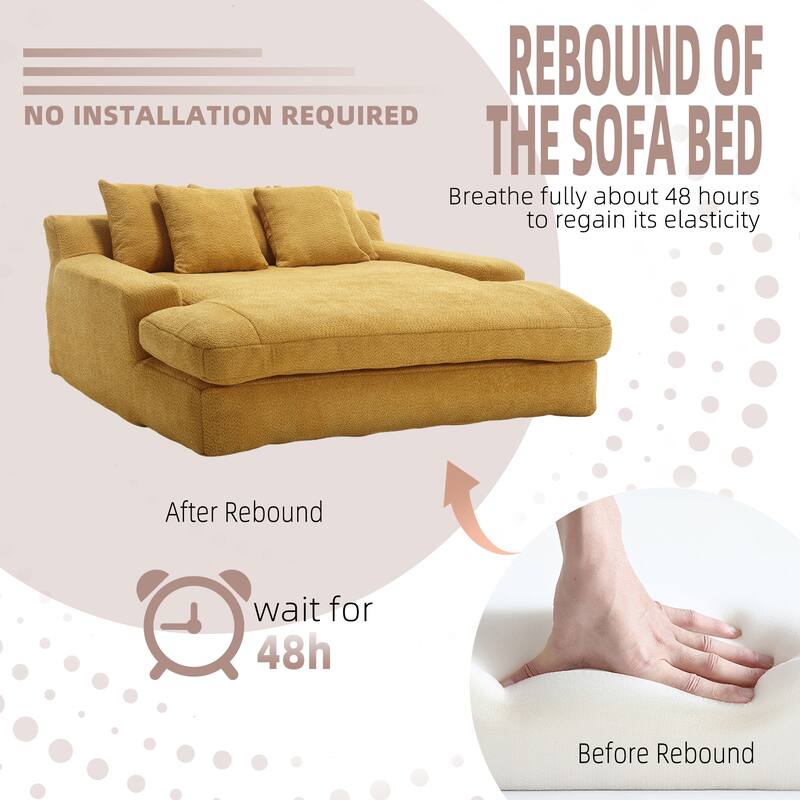Roomfitters Chenille 2-Seater Deep Seat Sofa with 5 Pillows, Comfy Lazy Couch for Living Room or Club Lounge