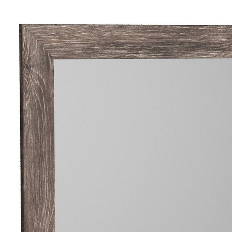 Bedroom Mirror with Replicated Grain Details, Rustic Gray